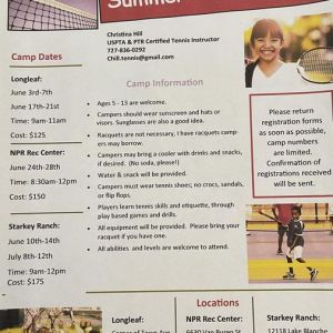 Tennis Camp with Christina Hill