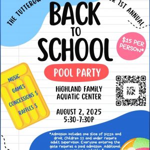 08/02 Back to School Pool Party at Highland Aquatic Center