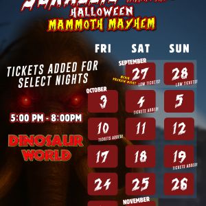 Dinosaur World Jurassic Haunt Halloween Mammoth Mayhem