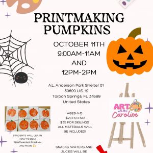 Art with Mrs. Caroline Printmaking Pumpkins