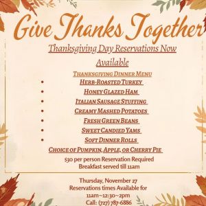 Eve's Family Restaurant Thanksgiving Dinner