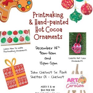Art with Mrs. Caroline- Printmaking and Hand-Painted Hot Cocoa Ornaments