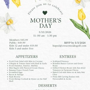 Crescent Oaks Golf Club Mother’s Day Brunch