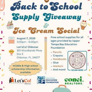 Let’sCo! Oldsmar: Back to School Supply Giveaway & Ice Cream Social
